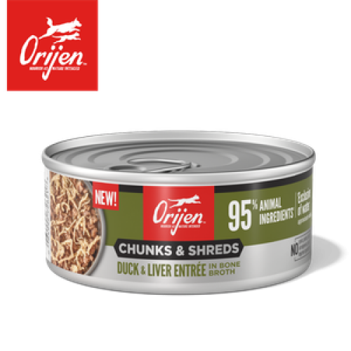 Orijen 155g Chunks & Shreds ((Duck & Liver Entree)) Adult Cat 渴望 奢華鮮肉 鴨肉+雞肝 成貓主食罐 155克 (OC-C-D155) {原裝行貨} 